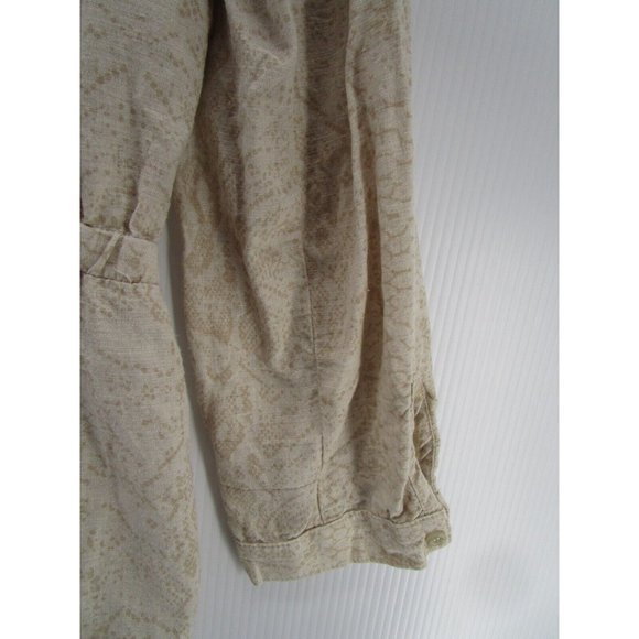 Cloth & Stone Romper Medium Linen Pullover Wrap Snake Skin Roll Tab - Picture 11 of 14